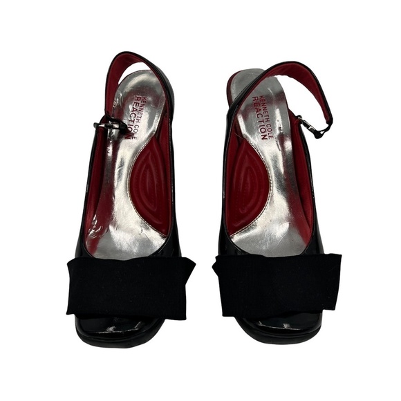 Kenneth Cole Reaction Black Patent Hype Dream Slingback Heels Size 6 1/2 Women’s - Picture 3 of 8